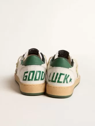 Zapatillas Ball Star Wishes para mujer en piel napa blanca con estrella y lengüeta en el talón en piel verde Zapatillas Ball Star Wishes para mujer en piel napa blanca con estrella y lengüeta en el talón en piel verde