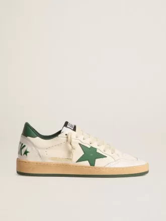 Zapatillas Ball Star Wishes para mujer en piel napa blanca con estrella y lengüeta en el talón en piel verde Zapatillas Ball Star Wishes para mujer en piel napa blanca con estrella y lengüeta en el talón en piel verde
