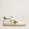 Ball Star Wishes para hombre en piel napa blanca con estrella y lengüeta en el talón en piel verde Ball Star Wishes para hombre en piel napa blanca con estrella y lengüeta en el talón en piel verde