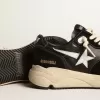 Zapatillas de running para hombre con suela de cuero napa negro y ante con una estrella blanca Zapatillas de running para hombre con suela de cuero napa negro y ante con una estrella blanca