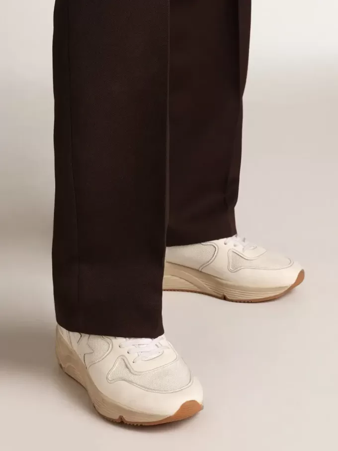 Zapatillas de running para hombre con suela de malla y napa blanca Zapatillas de running para hombre con suela de malla y napa blanca