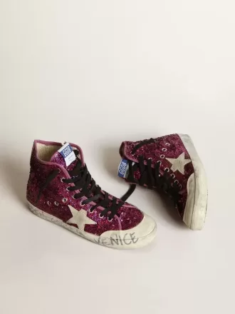 Zapatillas Francy con lentejuelas y letras escritas a mano en la suela exterior