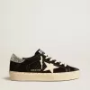 Zapatillas Hi Star para mujer en piel negra con lengüeta plateada brillante en el talón Zapatillas Hi Star para mujer en piel negra con lengüeta plateada brillante en el talón