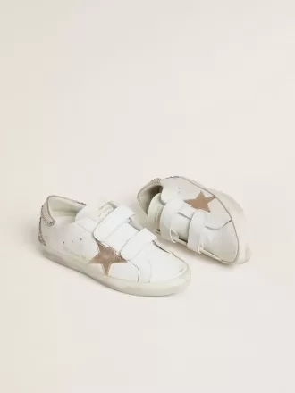 Zapatillas Old School LTD para mujer con estrella y lengüeta en el talón de cuero metalizado en oro rosa Zapatillas Old School LTD para mujer con estrella y lengüeta en el talón de cuero metalizado en oro rosa
