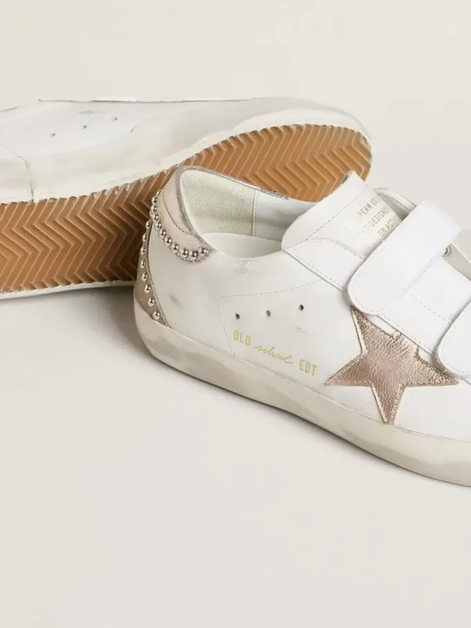 Zapatillas Old School LTD para mujer con estrella y lengüeta en el talón de cuero metalizado en oro rosa Zapatillas Old School LTD para mujer con estrella y lengüeta en el talón de cuero metalizado en oro rosa