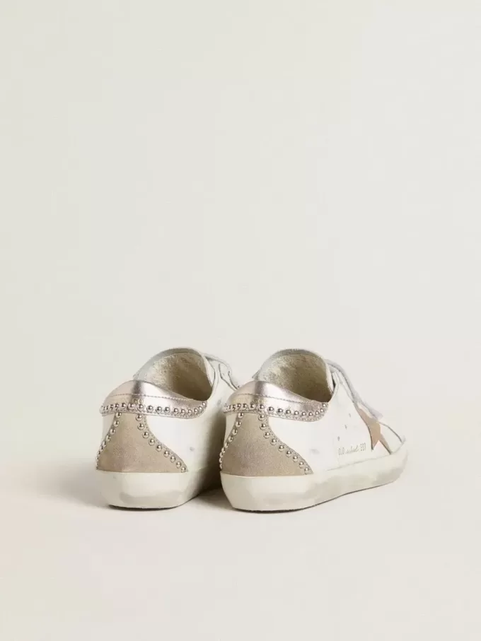 Zapatillas Old School LTD para mujer con estrella y lengüeta en el talón de cuero metalizado en oro rosa Zapatillas Old School LTD para mujer con estrella y lengüeta en el talón de cuero metalizado en oro rosa