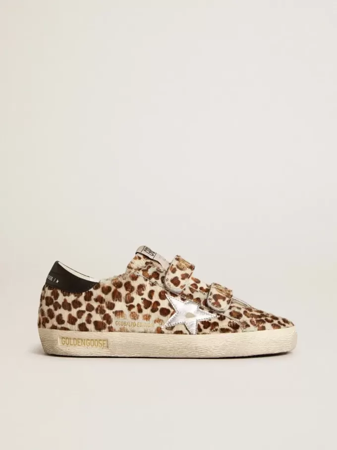 Zapatillas Old School LTD para mujer en piel de potro con estrella plateada y lengüeta de cuero en el talón Zapatillas Old School LTD para mujer en piel de potro con estrella plateada y lengüeta de cuero en el talón