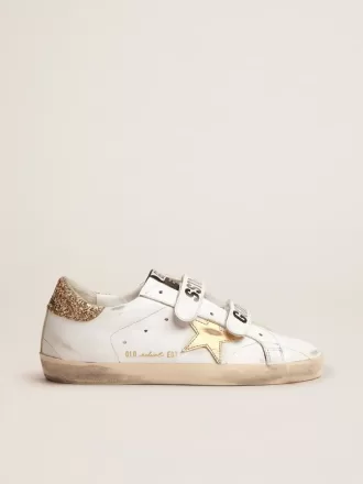 Zapatillas Old School para mujer con estrella dorada en piel laminada Zapatillas Old School para mujer con estrella dorada en piel laminada