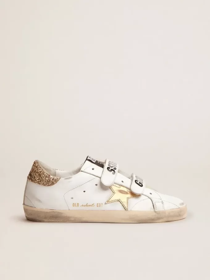 Zapatillas Old School para mujer con estrella dorada en piel laminada Zapatillas Old School para mujer con estrella dorada en piel laminada