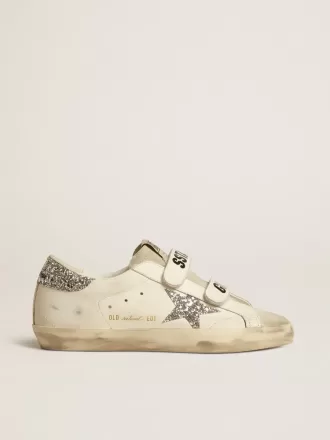 Zapatillas Old School para mujer con estrella plateada brillante y lengüeta de ante gris hielo Zapatillas Old School para mujer con estrella plateada brillante y lengüeta de ante gris hielo