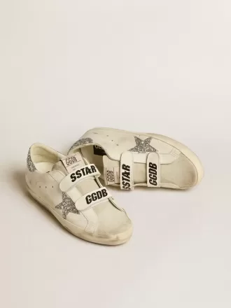 Zapatillas Old School para mujer con estrella plateada brillante y lengüeta de ante gris hielo Zapatillas Old School para mujer con estrella plateada brillante y lengüeta de ante gris hielo