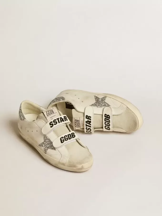 Zapatillas Old School para mujer con estrella plateada brillante y lengüeta de ante gris hielo Zapatillas Old School para mujer con estrella plateada brillante y lengüeta de ante gris hielo