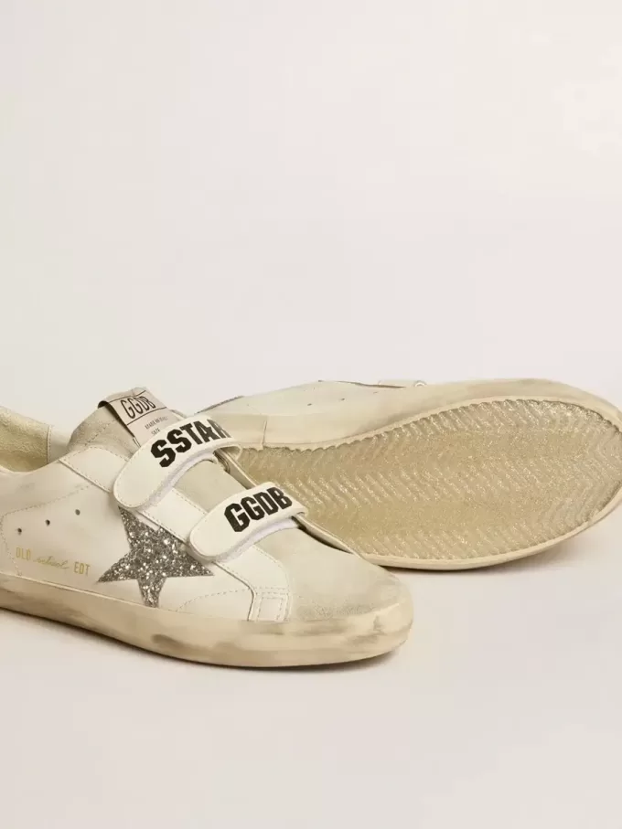 Zapatillas Old School para mujer con estrella plateada brillante y lengüeta de ante gris hielo Zapatillas Old School para mujer con estrella plateada brillante y lengüeta de ante gris hielo