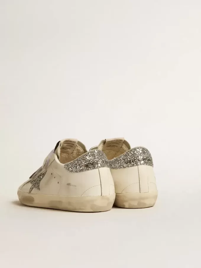 Zapatillas Old School para mujer con estrella plateada brillante y lengüeta de ante gris hielo Zapatillas Old School para mujer con estrella plateada brillante y lengüeta de ante gris hielo