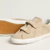 Zapatillas Old School para mujer en ante beige con lengüeta de cuero blanco en el talón Zapatillas Old School para mujer en ante beige con lengüeta de cuero blanco en el talón