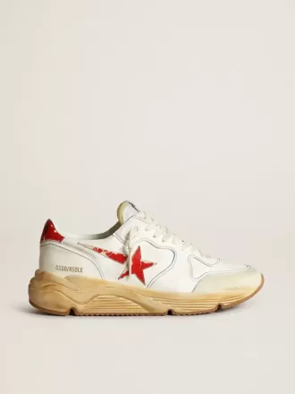 Zapatillas Running Sole para hombre con estrella de piel y lengüeta en el talón con estampado rojo