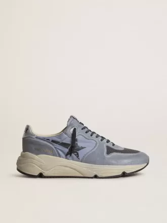 Zapatillas Running Sole para hombre en nailon azul claro y nubuck con estrella negra