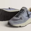 Zapatillas Running Sole para hombre en nailon azul claro y nubuck con estrella negra Zapatillas Running Sole para hombre en nailon azul claro y nubuck con estrella negra
