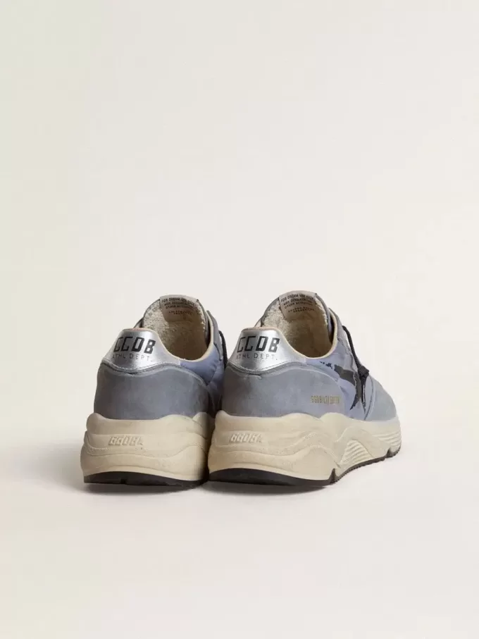 Zapatillas Running Sole para hombre en nailon azul claro y nubuck con estrella negra Zapatillas Running Sole para hombre en nailon azul claro y nubuck con estrella negra