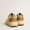 Zapatillas Running Sole para hombre en nailon marfil y ante tabaco Zapatillas Running Sole para hombre en nailon marfil y ante tabaco