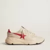Zapatillas Running Sole para hombre en piel napa gris con estrella y lengüeta en el talón en piel napa roja Zapatillas Running Sole para hombre en piel napa gris con estrella y lengüeta en el talón en piel napa roja