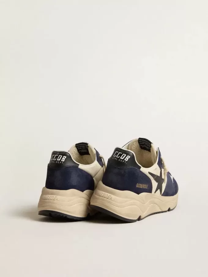 Zapatillas Running Sole para hombre en piel napa negra y beige con estrella negra y lengüeta en el talón Zapatillas Running Sole para hombre en piel napa negra y beige con estrella negra y lengüeta en el talón