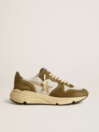 Zapatillas Running Sole para mujer en ante marrón y malla con estrella dorada brillante Zapatillas Running Sole para mujer en ante marrón y malla con estrella dorada brillante
