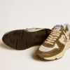 Zapatillas Running Sole para mujer en ante marrón y malla con estrella dorada brillante Zapatillas Running Sole para mujer en ante marrón y malla con estrella dorada brillante