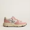 Zapatillas Running Sole para mujer en malla gris y ante con estrella plateada brillante Zapatillas Running Sole para mujer en malla gris y ante con estrella plateada brillante