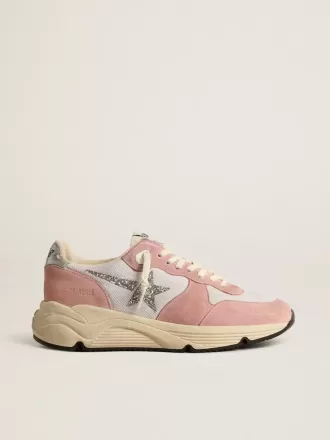 Zapatillas Running Sole para mujer en malla gris y ante con estrella plateada brillante Zapatillas Running Sole para mujer en malla gris y ante con estrella plateada brillante