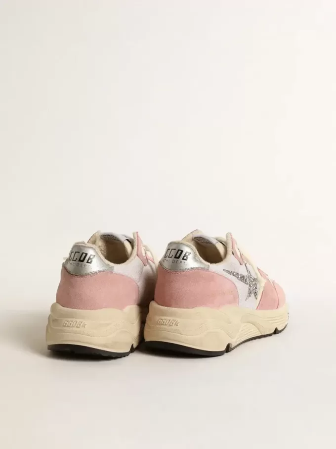 Zapatillas Running Sole para mujer en malla gris y ante con estrella plateada brillante Zapatillas Running Sole para mujer en malla gris y ante con estrella plateada brillante