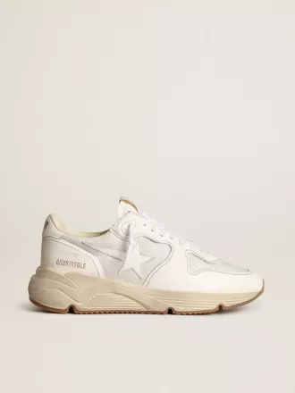 Zapatillas de running para hombre con suela de malla y napa blanca