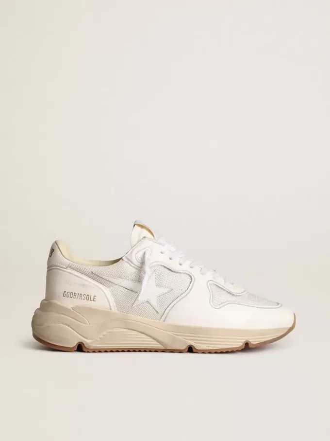 Zapatillas de running para hombre con suela de malla y napa blanca Zapatillas de running para hombre con suela de malla y napa blanca