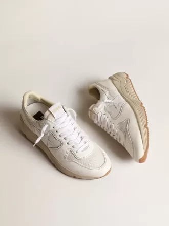 Zapatillas de running para hombre con suela de malla y napa blanca