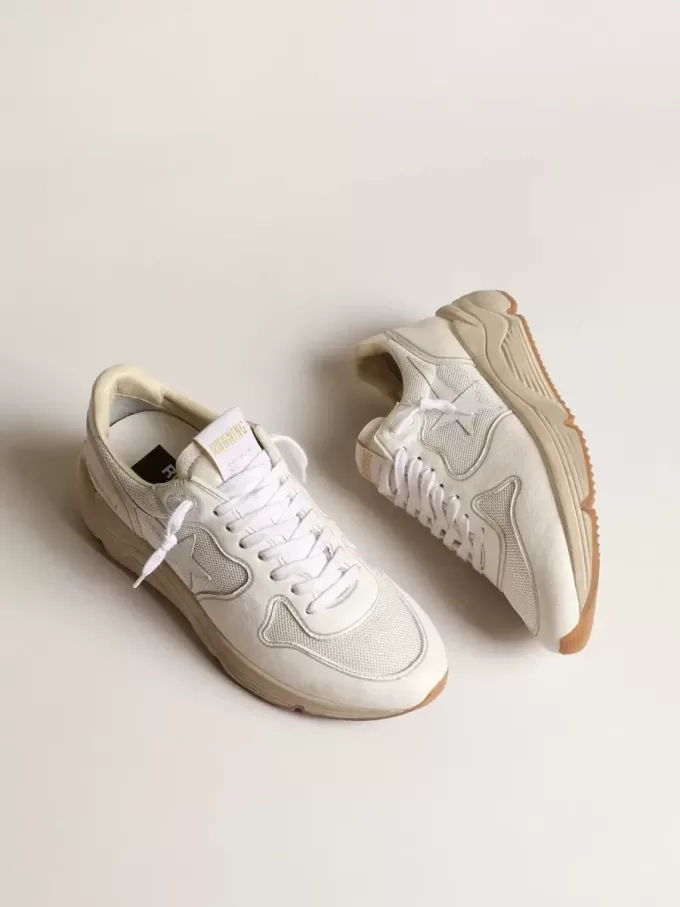 Zapatillas de running para hombre con suela de malla y napa blanca Zapatillas de running para hombre con suela de malla y napa blanca