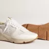 Zapatillas de running para hombre con suela de malla y napa blanca Zapatillas de running para hombre con suela de malla y napa blanca