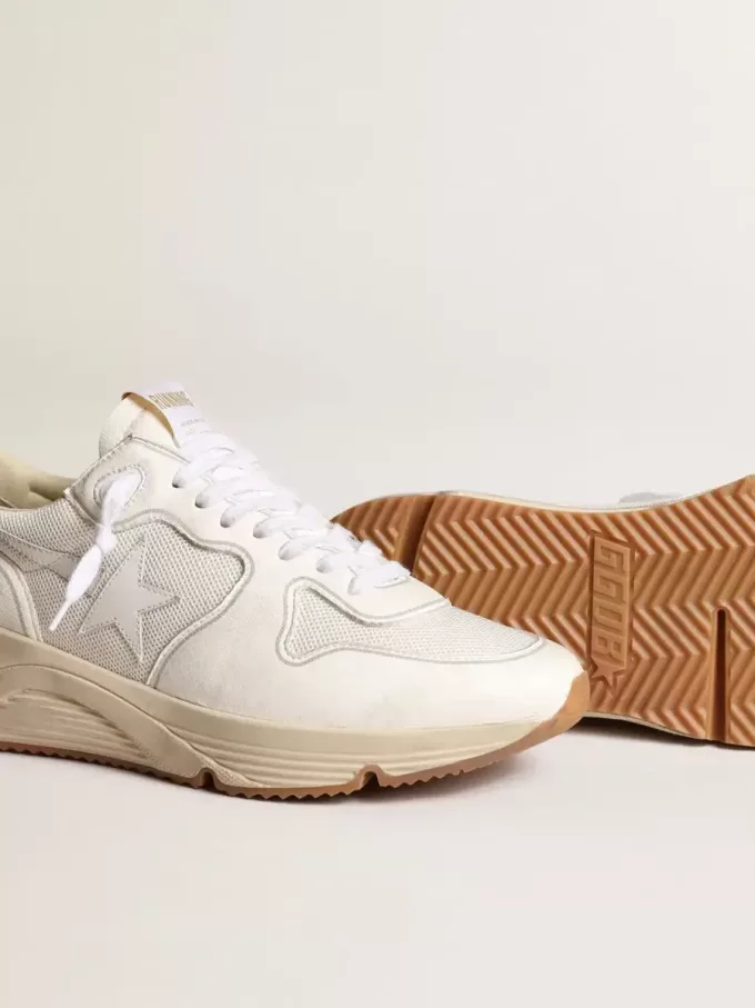 Zapatillas de running para hombre con suela de malla y napa blanca Zapatillas de running para hombre con suela de malla y napa blanca