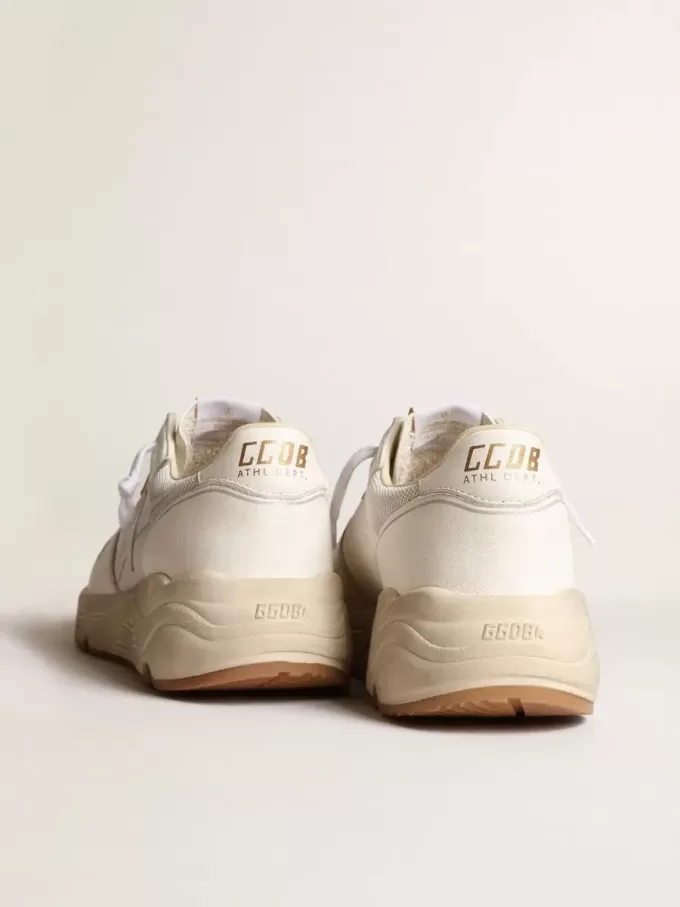 Zapatillas de running para hombre con suela de malla y napa blanca Zapatillas de running para hombre con suela de malla y napa blanca