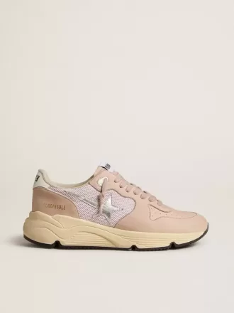 Zapatillas Running Sole para mujer en malla y nubuck con estrella de cuero metalizado plateado