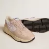 Zapatillas Running Sole para mujer en malla y nubuck con estrella de cuero metalizado plateado