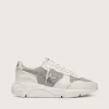 Zapatillas Running Sole para mujer en malla y nubuck con estrella de piel metalizada plateada