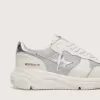 Zapatillas Running Sole para mujer en malla y nubuck con estrella de piel metalizada plateada
