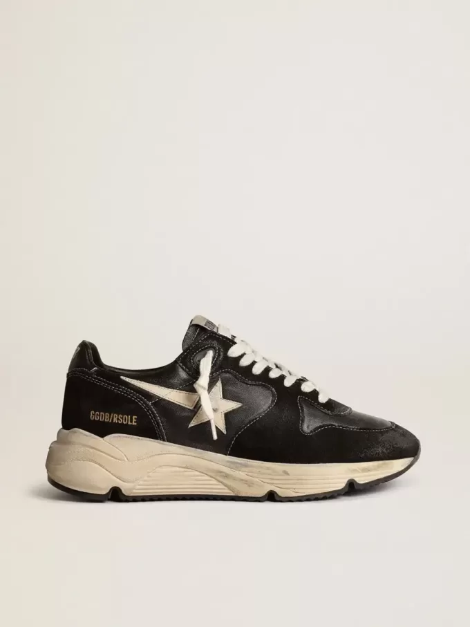 Zapatillas Running Sole para mujer en napa negra y ante