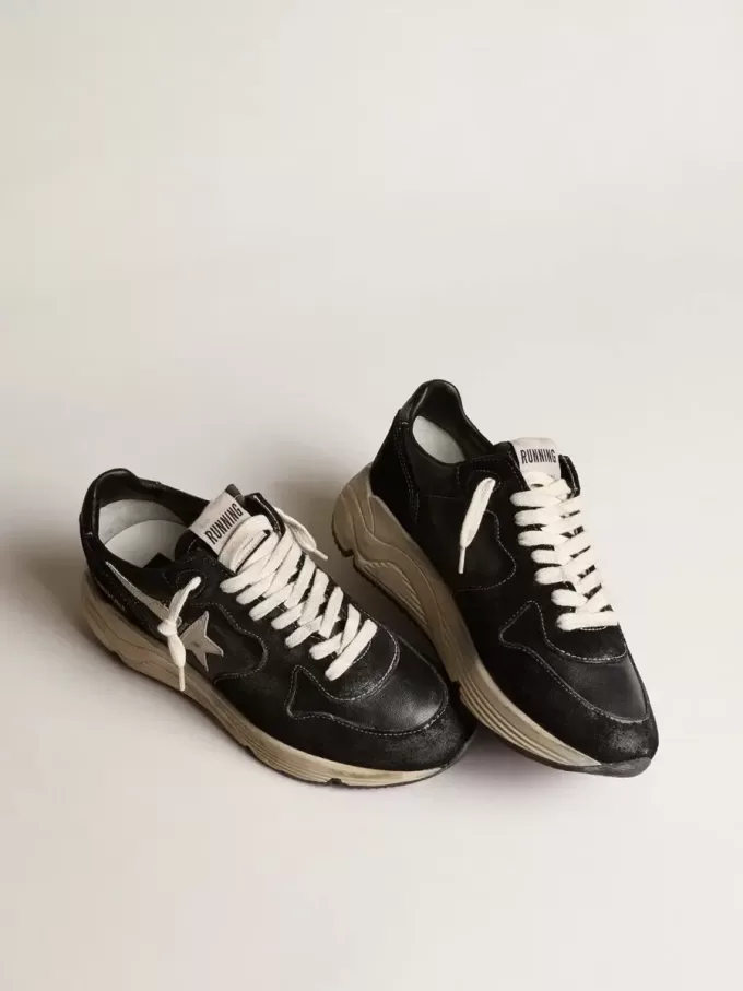 Zapatillas Running Sole para mujer en napa negra y ante