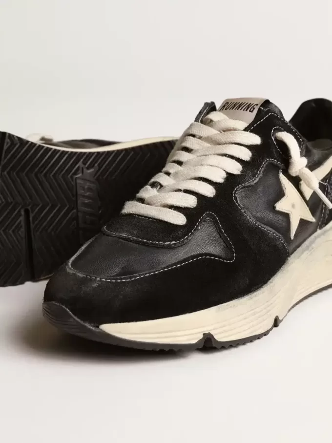 Zapatillas Running Sole para mujer en napa negra y ante