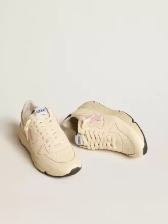 Zapatillas Running Sole para mujer en piel napa con estrella de piel rosa y lengüeta del talón en piel azul