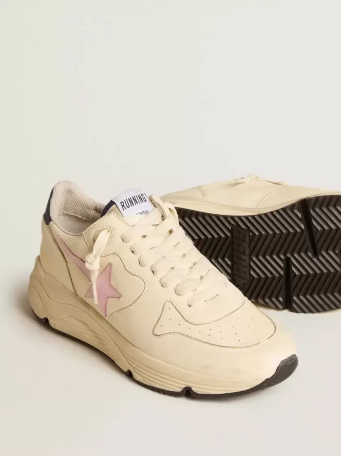Zapatillas Running Sole para mujer en piel napa con estrella de piel rosa y lengüeta del talón en piel azul Zapatillas Running Sole para mujer en piel napa con estrella de piel rosa y lengüeta del talón en piel azul