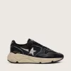 Zapatillas Running Sole para mujer en piel napa negra y nailon con estrella de piel plateada Zapatillas Running Sole para mujer en piel napa negra y nailon con estrella de piel plateada