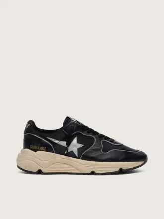 Zapatillas Running Sole para mujer en piel napa negra y nailon con estrella de piel plateada