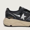 Zapatillas Running Sole para mujer en piel napa negra y nailon con estrella de piel plateada Zapatillas Running Sole para mujer en piel napa negra y nailon con estrella de piel plateada